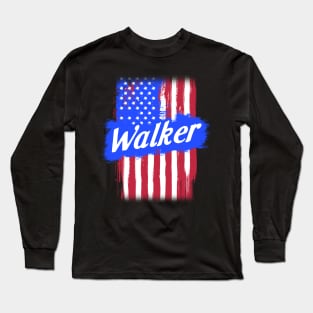 American Flag Walker Family Gift For Men Women, Surname Last Name Long Sleeve T-Shirt